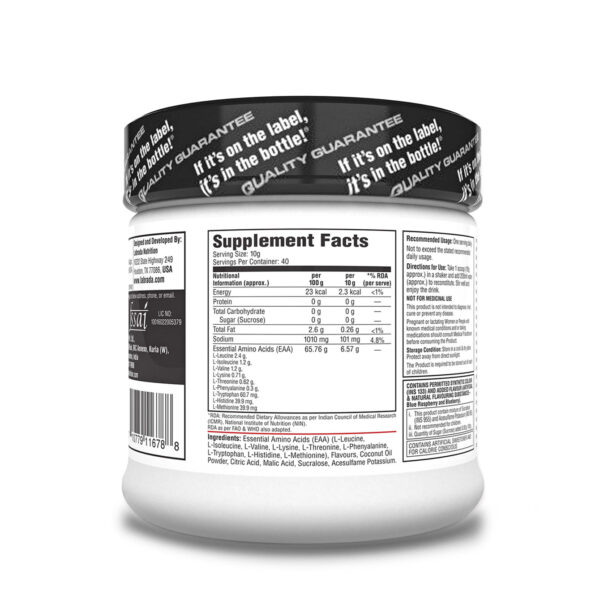 EAA POWER Essential Amino Acid Complex (6.56g EAAs, Muscle Building, Vegan, 30 Servings) - 300g - Image 3