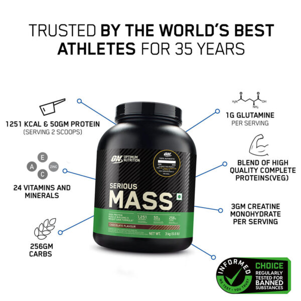 Serious Mass Weight Gainer - Chocolate flavour - 5KG - Image 2
