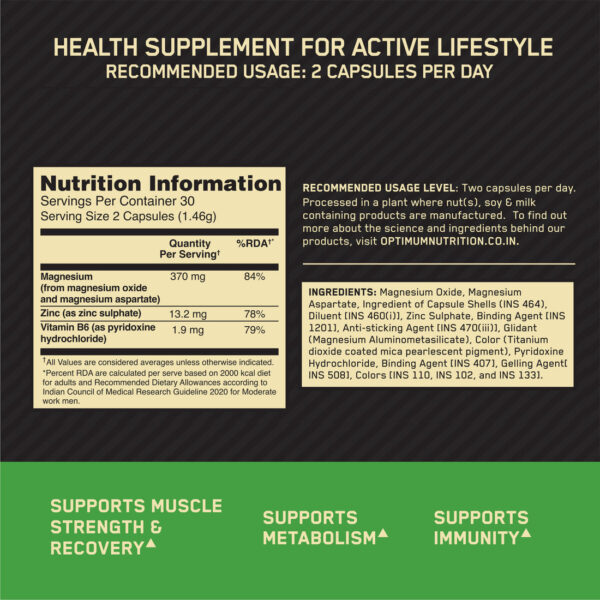 Zinc Magnesium Aspartate (ZMA) - 60 Capsules - Image 6