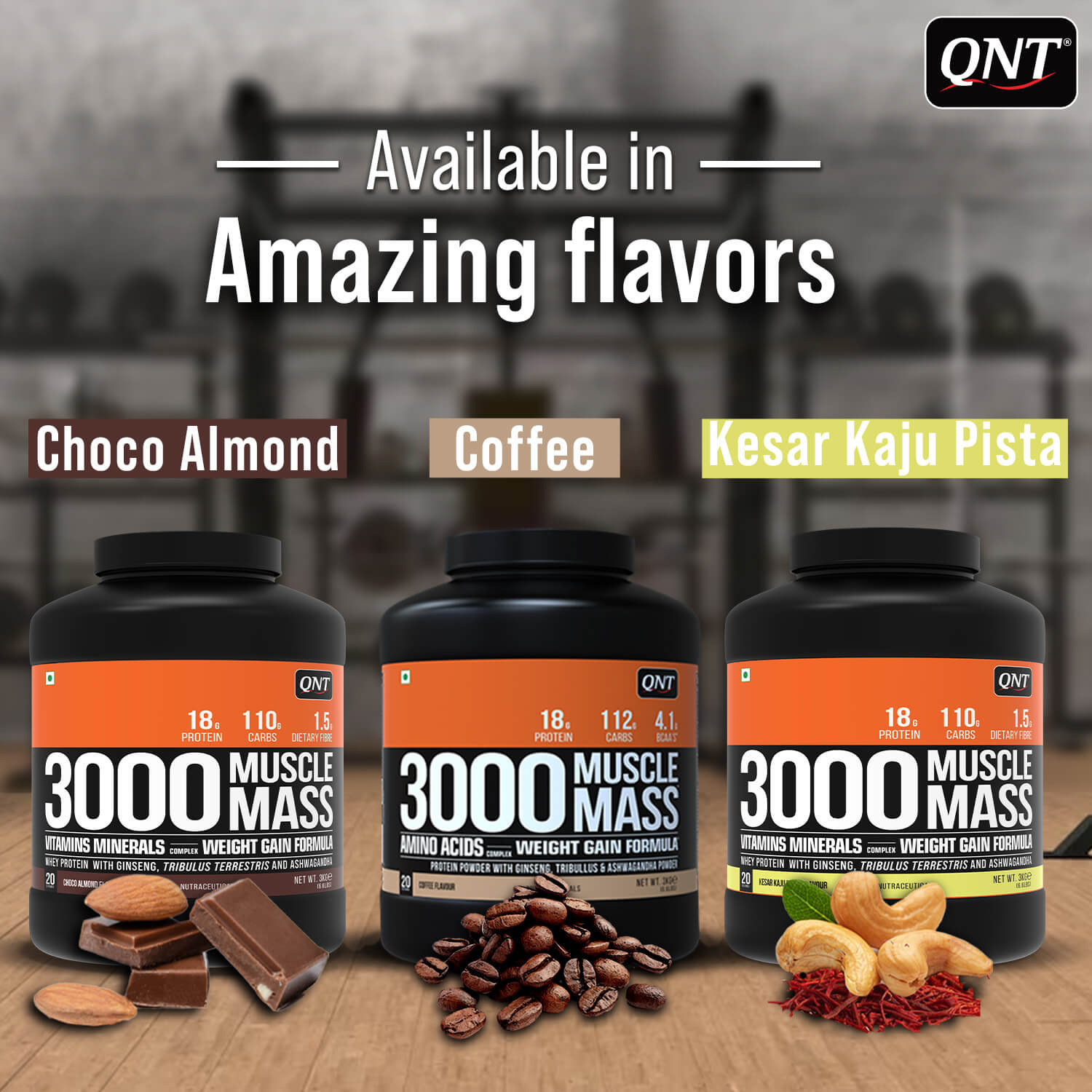 MUSCLE MASS 3000 WEIGHT GAINER | KESAR KAJU PISTA, 5 KG