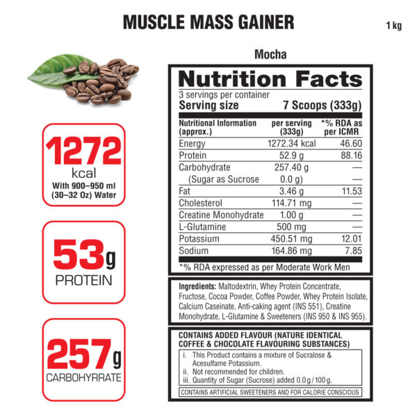 Muscle Mass Gainer Protein Powder with L-Glutamine & Creatine Monohydrate - Image 5