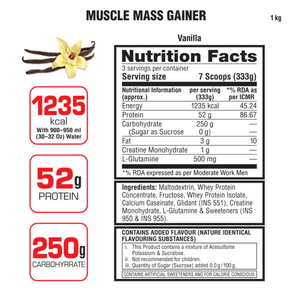 Muscle Mass Gainer Protein Powder with L-Glutamine & Creatine Monohydrate - Image 6