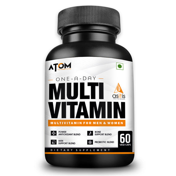 ATOM Multivitamin for Men & Women – 60 capsules | 31 Vital Nutrients | With Probiotic Blend