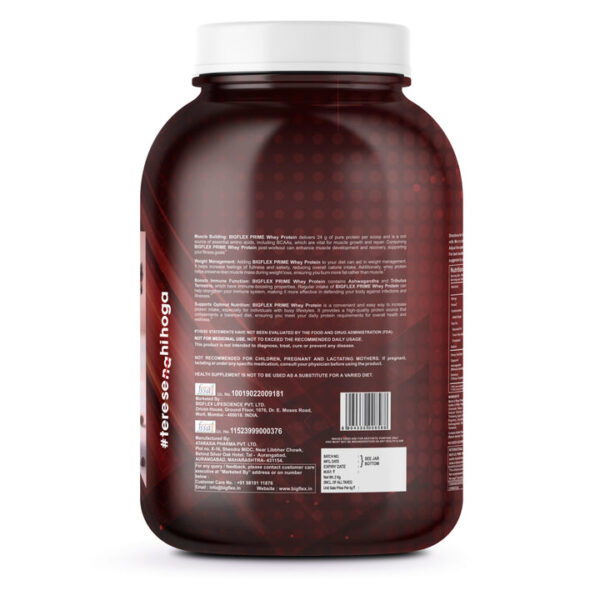 Bigflex Prime Whey Protein 2kg | 24g protein | Whey Isolate Primary Source | With Sunfiber & Digezyme for better Digestion - 2KG - Chocolate Chips - Image 3