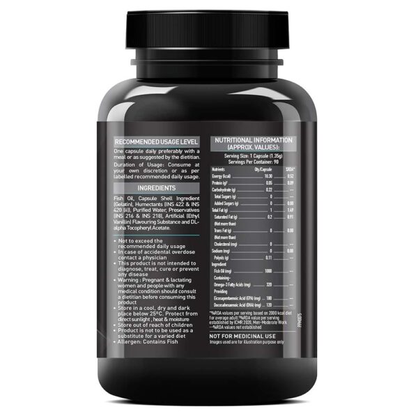 MuscleBlaze Omega 3 Fish Oil (1000 mg) with 180mg EPA and 120mg DHA, 90 capsules - Image 8