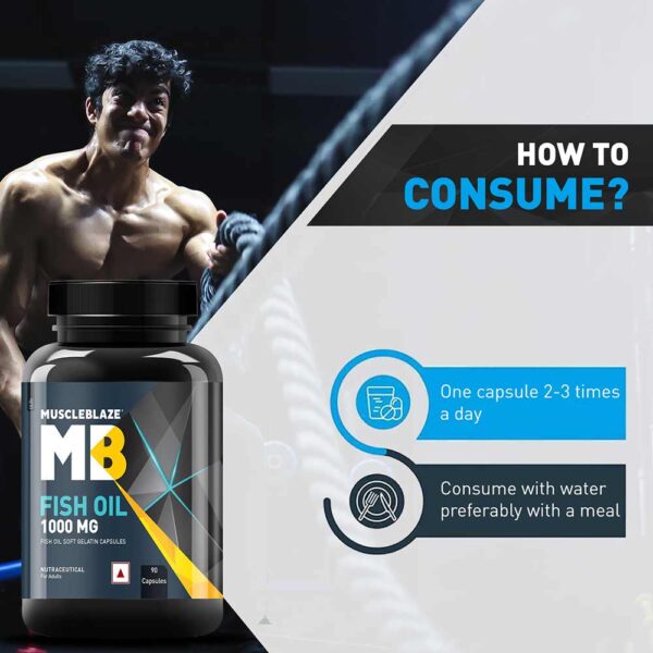 MuscleBlaze Omega 3 Fish Oil (1000 mg) with 180mg EPA and 120mg DHA, 90 capsules - Image 5