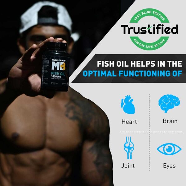 MuscleBlaze Omega 3 Fish Oil (1000 mg) with 180mg EPA and 120mg DHA, 90 capsules - Image 3