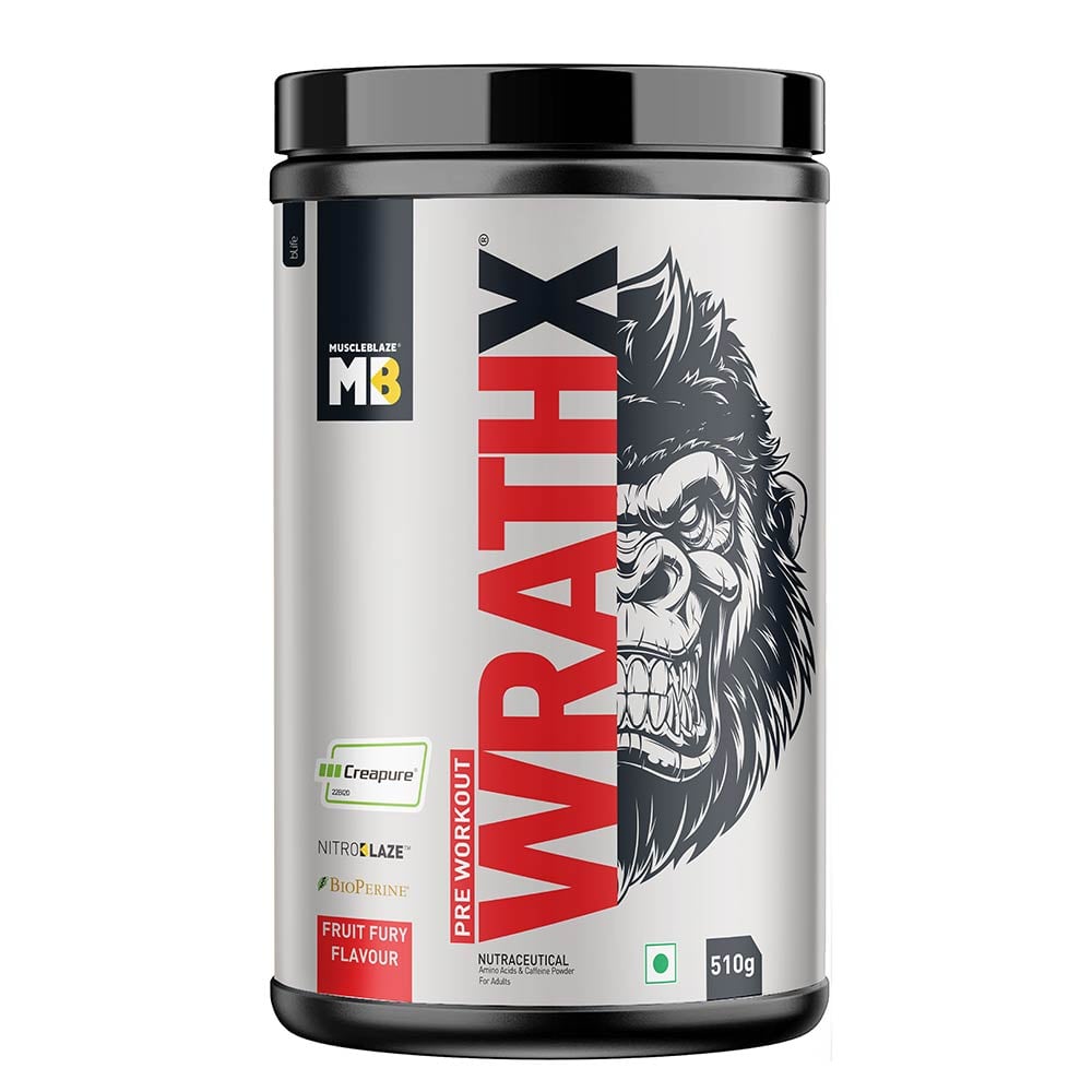 MuscleBlaze Pre Workout WrathX, 510 g (1.12 lb), Fruit Fury