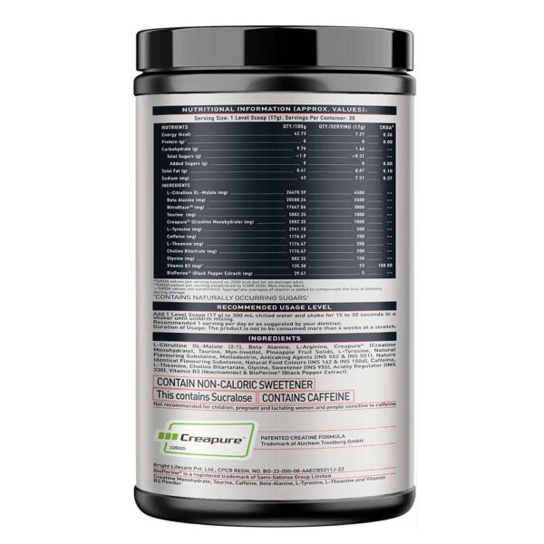 MuscleBlaze Pre Workout WrathX, 510 g (1.12 lb), Fruit Fury - Image 5
